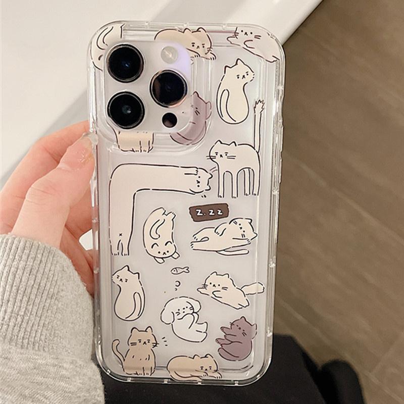Cartoon Cat Graphic Phone Case For Samsung S24 S22 S23 Ultra S21 S20 FE Case A54 A34 A53 A32 A52 A14 A33 A55 Shockproof Cover