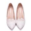 Damenschuhe Braut Weiße Hochzeitsschuhe Damen Hohe Absätze Slipper Pumps Damenschuhe Strass Spitze Hohe Absätze Partyschuh 34-43