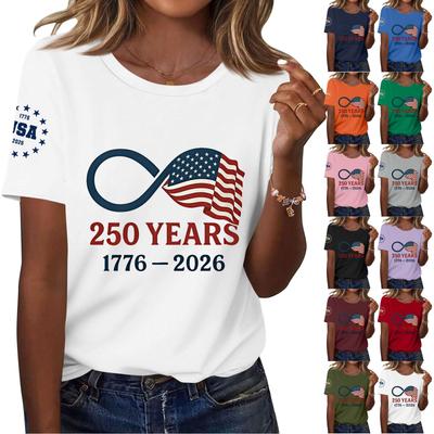 Women's Fashion Casual Printed Short Sleeve Round Neck Pullover Tops