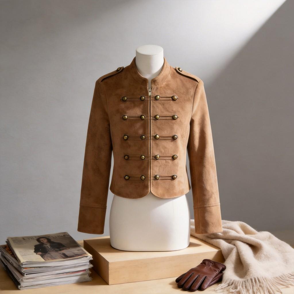 Myst Zara Velvet Texture Napoleon Coat Jacket Napoleon Vintage Long Sleeve Corduroy Jacket For Women