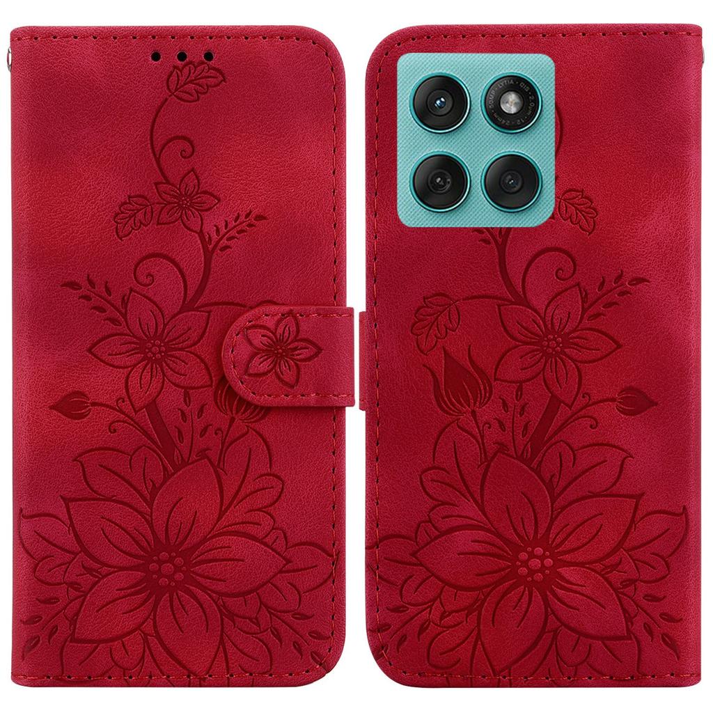 For Motorola Edge 60 5G/60 Fusion 5G Case Lily Flower Imprint Leather Phone Cover with Stand