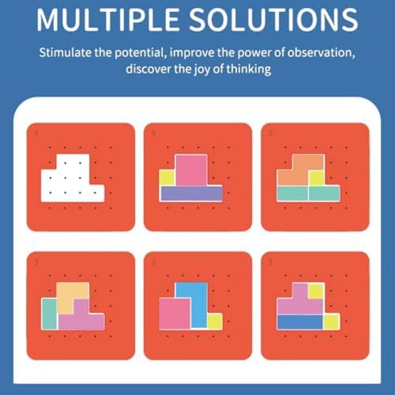 Tetris Duel Game, Wooden Puzzle Tangram, Concentration Games for Kids Ages 4 5 6, Montessori Block Puzzle, Educational Toys