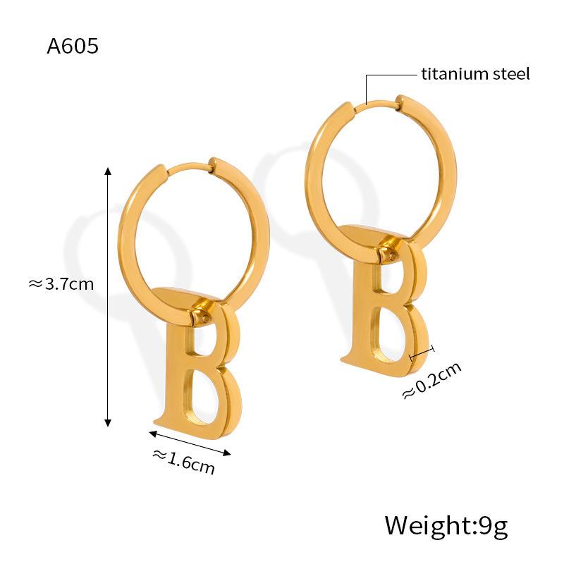 Neuer Stil Mode Nischendesign Titanstahl Vergoldet Abnehmbare B-förmige Anhänger Ohrringe Schmuck