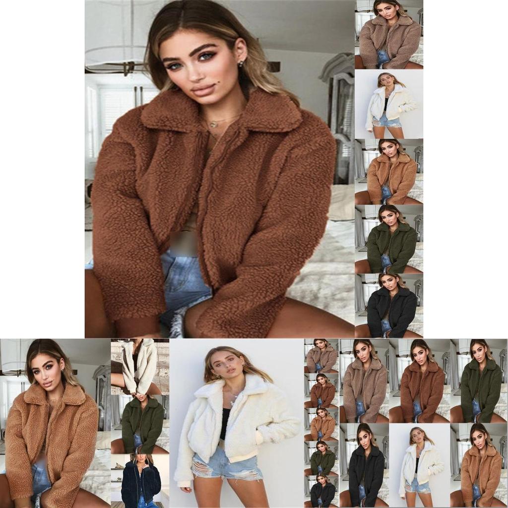 Gemütliche und modische Damen warme Teddybär-Taschen flauschige Fleece-Pelzjacke Mantel