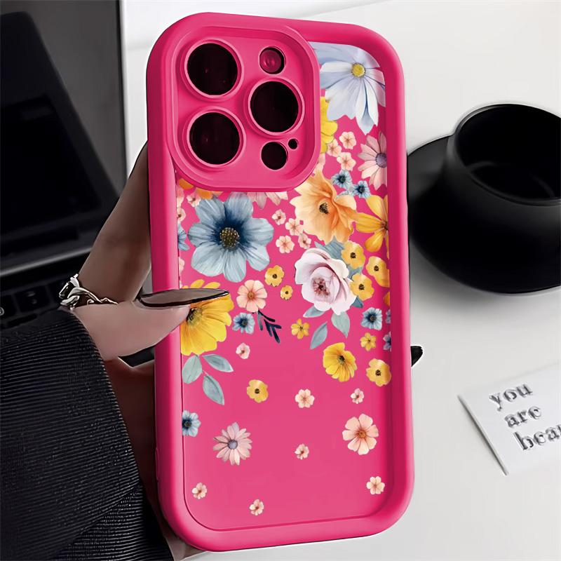Flower Phone Case For iPhone 12 Funda iPhone 11 13 14 15 Pro Max 7 8 Plus XS X XR SE  13promax Liquid Silicon Carcasa Covers