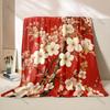 Retro Cherry Blossom Pattern Blanket Warm Soft Fluffy Kids Adult Luxury Gifts for Sofa Bed Home Outdoor Travel Camping