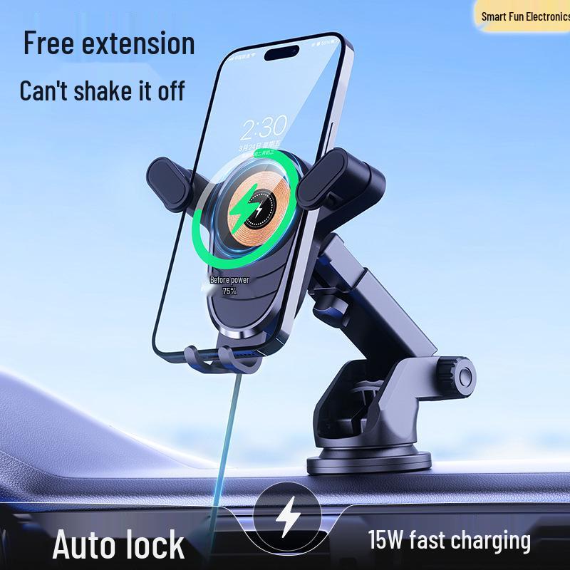 2026 Model Retractable 360° Rotating Car Phone Holder with 15W Fast Charging
