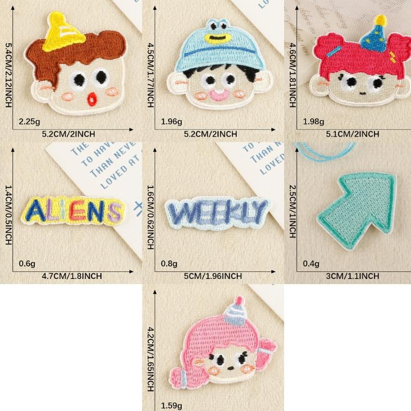 9 Pcs Cartoon Boy Iron On Patches Clothing Patches Little Girl Repair Patches Embroidery Patches for Bag Decoration