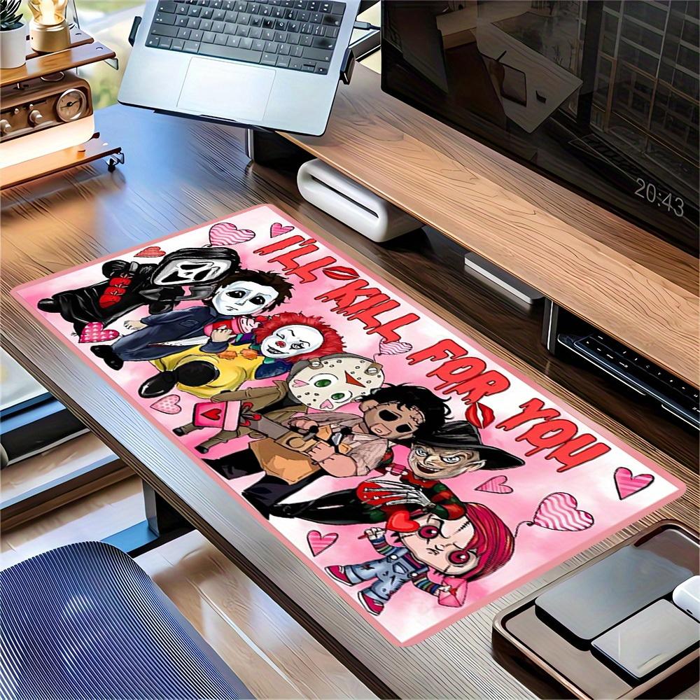 Large Multi-Size Non-Slip Rubber Base Horror, Anime, Characters Mouse Pad, Stitched Edges Keyboard Desk Mat for School, Office, Home, Gift f