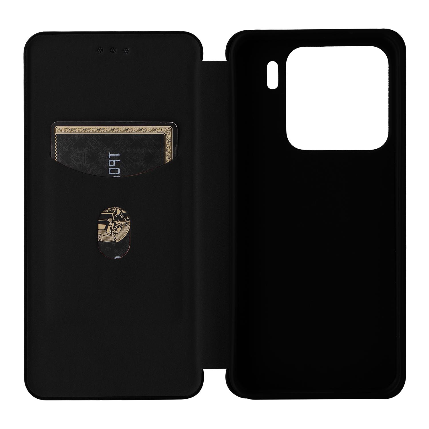 

For Xiaomi 15 Case Carbon Fiber Texture Drop-Proof PU Leather Phone Cover Black