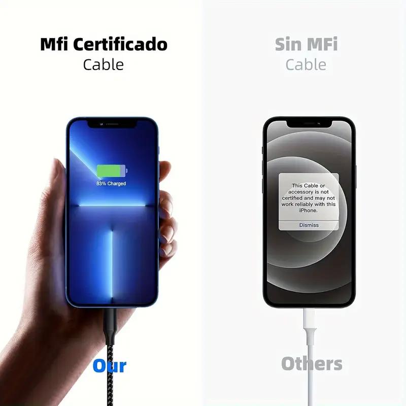 Certified 3PCS 1PC10FT USB A To Lightning Cable For iPhone 14 13 12 X XR Fast Charging Cable Charger Data Wire Cord