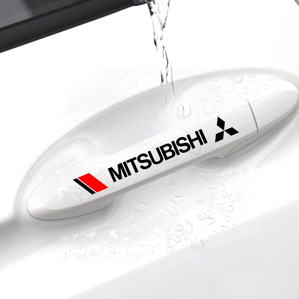 cyfmlu1 cydjfg1 Car Door Handle Scratch Protection Sticker Door Handle Sticker Logo Style For Mitsubishi Space Star Lancer Outlander ASX Pajero