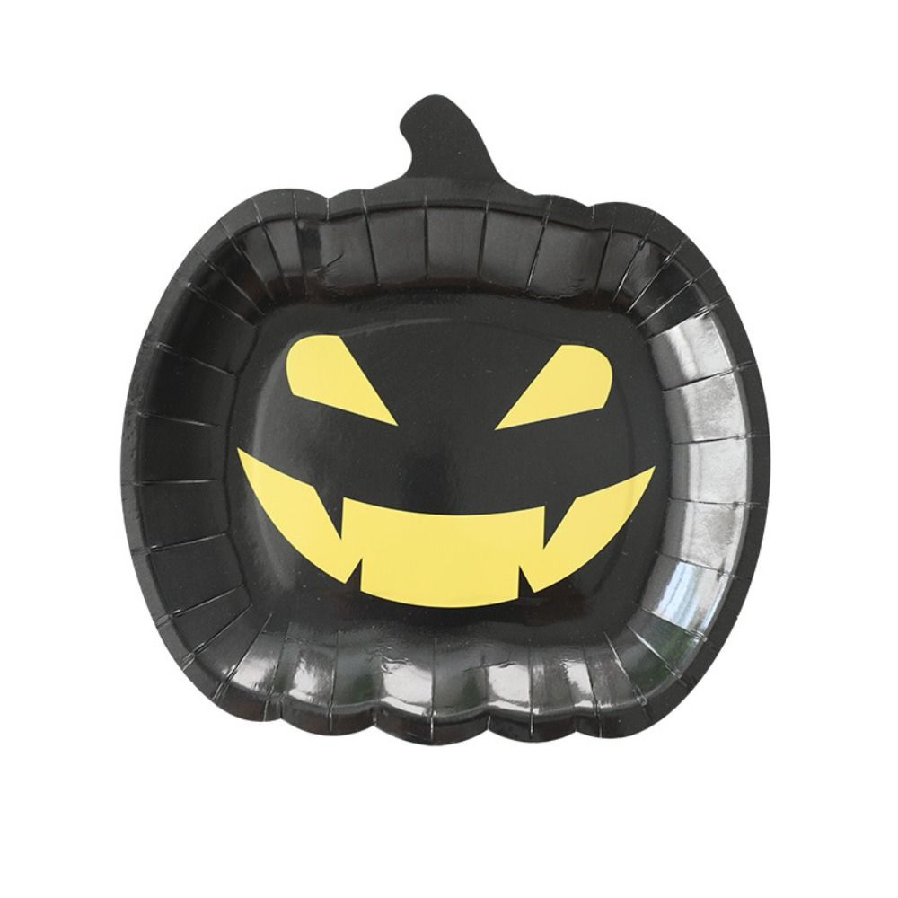 

20pcs 7/9 Inch Halloween Disposable Pumpkin Plate Smiling Face Pattern Dining Plates Thanksgiving S-Style A