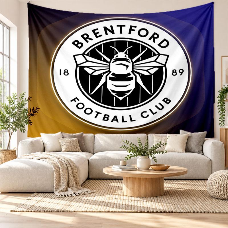 Arazzo da Parete Calcio Brentford, Appeso a Parete in Tessuto Morbido, Sfondo Decorativo per Camera da Letto Arte Murale per la Casa