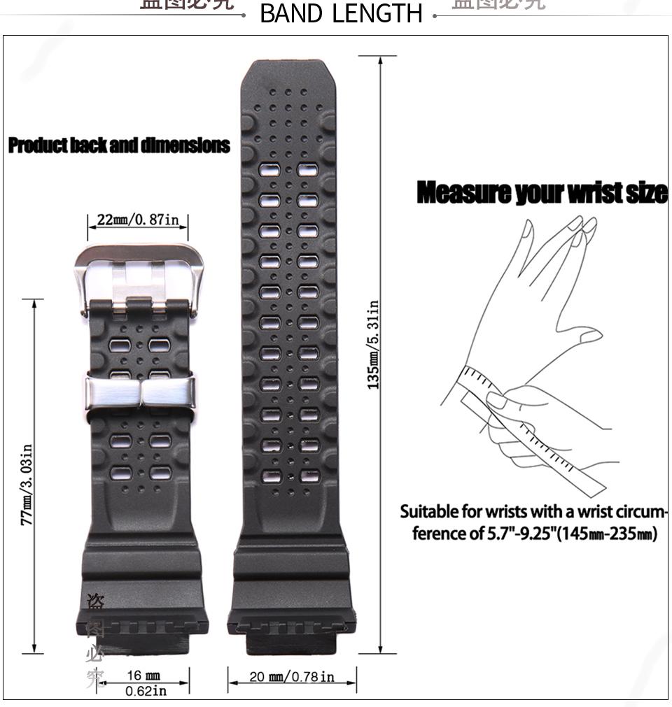 Black Resin Strap For Casio G-SHOCK RANGEMAN GW-9400 GW-9300 Watch Band TPU Men Band Sport Waterproof Bracelet Watch Accessories