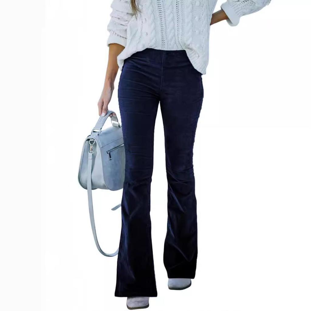 Spring 2025 Women's High-Waisted Micro-Flare Corduroy Pants