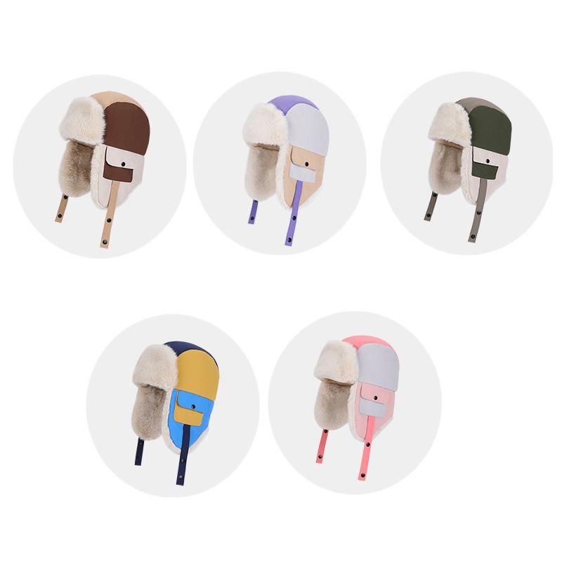 Children's Hat Winter Boys Girls Outdoor Windproof Cold-Proof Bomber Hat Velvet Thick Warm Ear Protection Cap