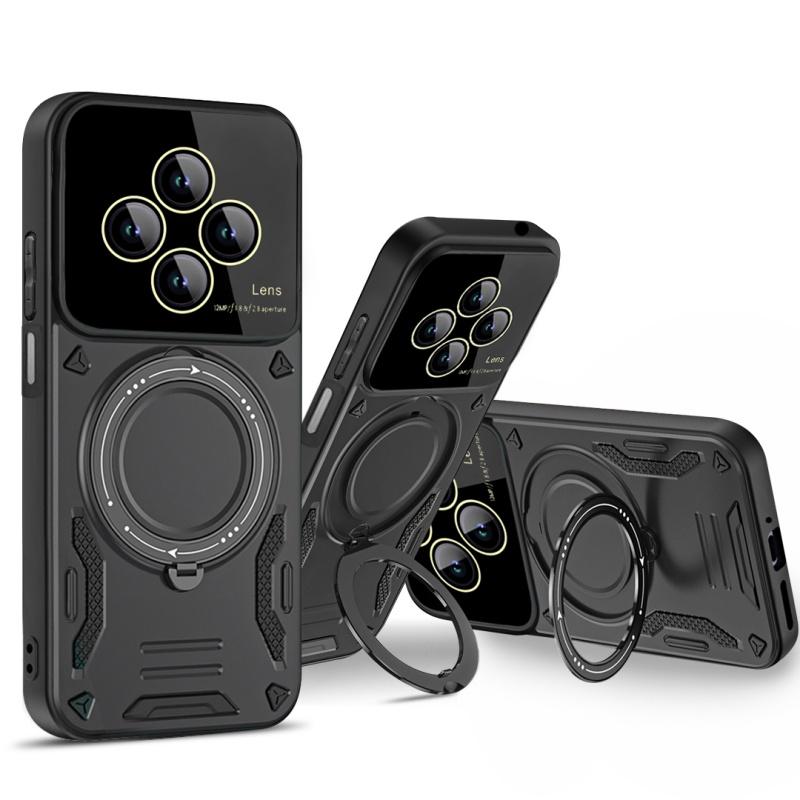 Magsafe Wireless Charge Magnetic Ring Armor Case For Xiaomi Redmi 14C 14 C Redmi14C Stand Holder Cover For Poco C75 C 75 PocoC75