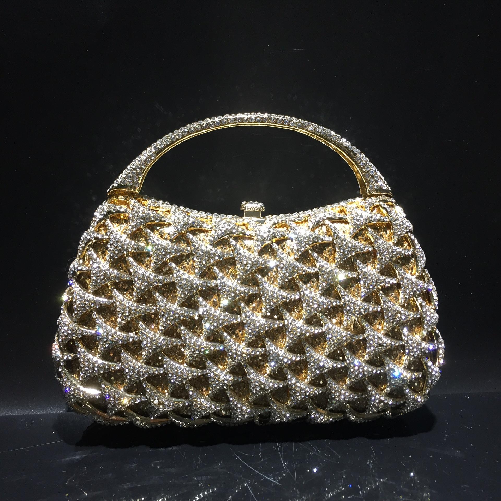 Empty metal crystal dinner bag set with diamond bag clutch bag silver diamond bag