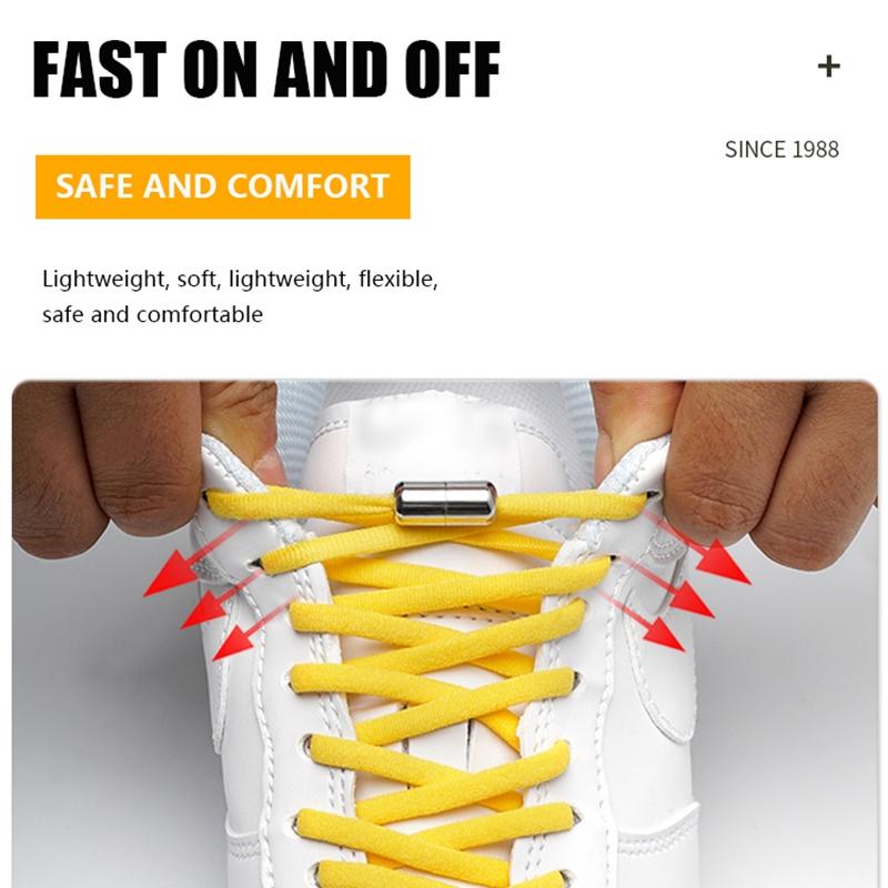 Version Elastic No Tie Shoelaces Metal Lock Shoe Laces For Kids Adult Sneakers Quick Shoelaces Semicircle Shoestrings
