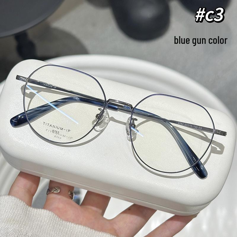Jinghe Pure Titanium Optical Eyeglass Frame for Large Faces, Slimming Square-Round Design, Prescription & Astigmatism Compatible