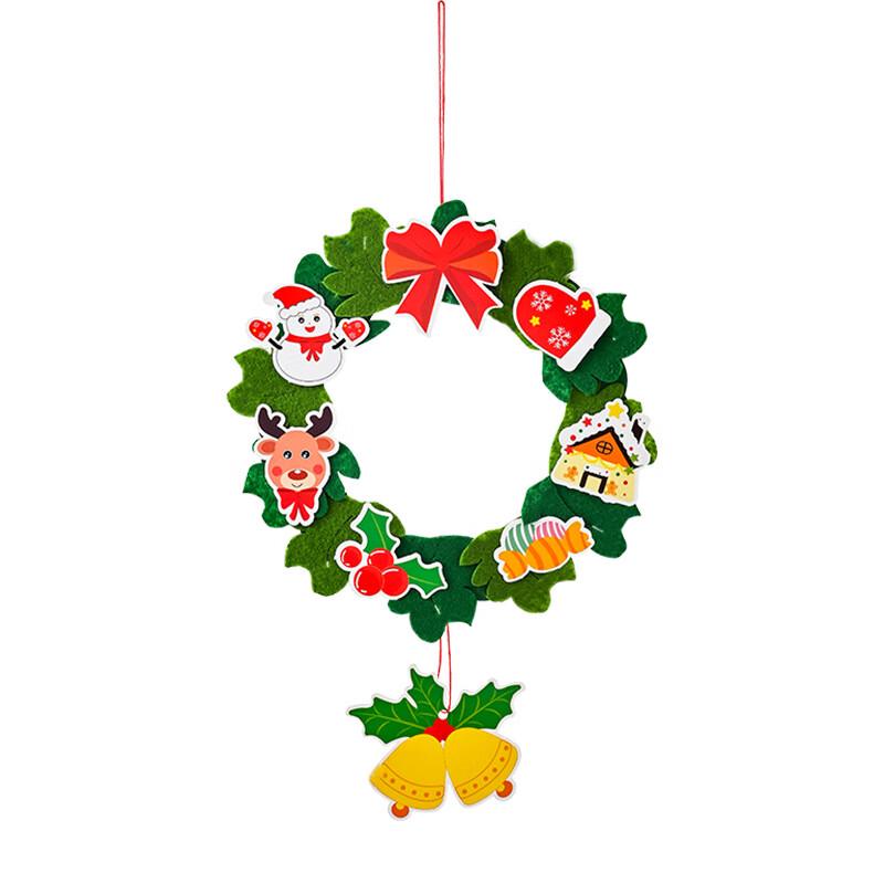 Christmas DIY Non-Woven Wreath Ornament with Lights