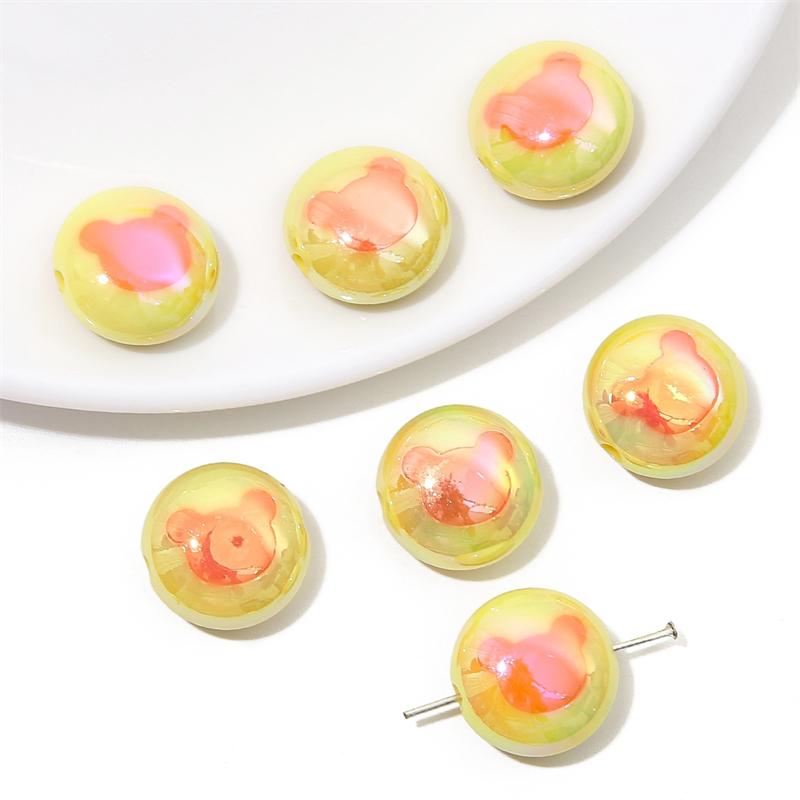 Akrylové pokovené barevné makaróny Vícebarevné krémové korálky s medvídky pro DIY Náhrdelník Náramek Náušnice Výroba šperků