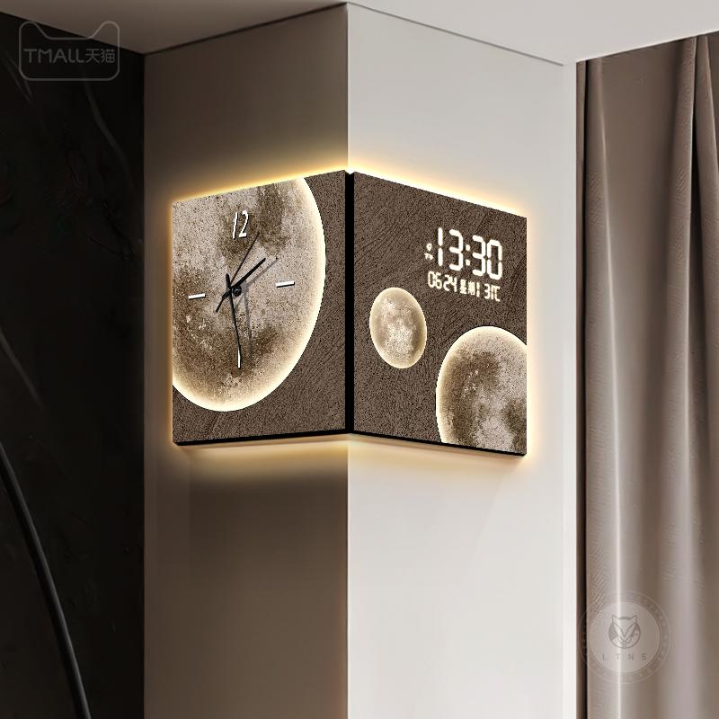 Double Sided Corner Clock 16 Inch Living Room Led Wall Clock Perpetual Calendar Electronic Clocks Home Decoration Ornaments