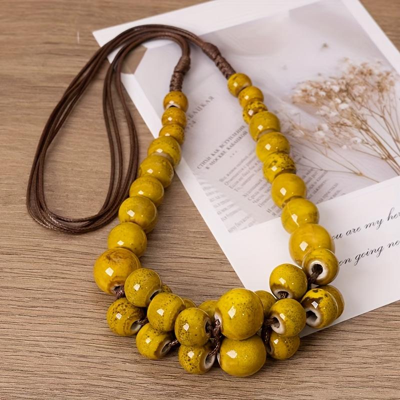 2pcs Vintage Bohemian Ceramic Necklace,Women's Everyday Fashion Necklace, Unique Gift for Family, Birthdays| Ethnic Style Necklace