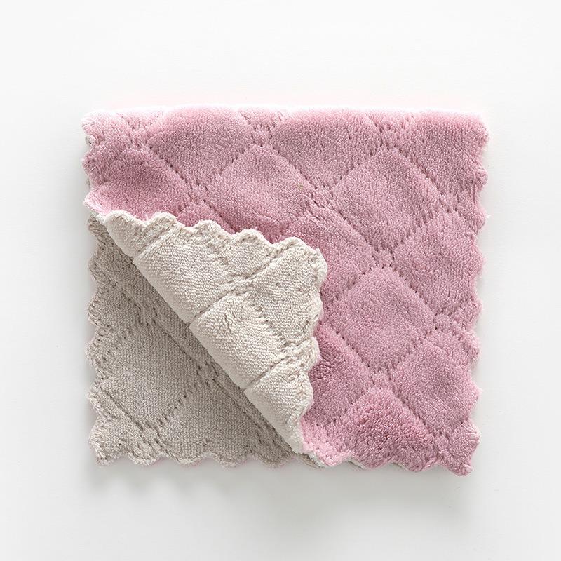 Printed Double-sided Highly Absorbent Cloth That Does Not Shed Fibers or Stick Oil Coral Fleece Dishwashing Cloth