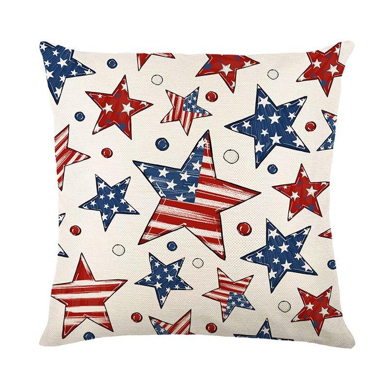 Home Decoration Sofa Pillow Cover Independence Day Holiday Atmosphere Stars Car Letter Elements