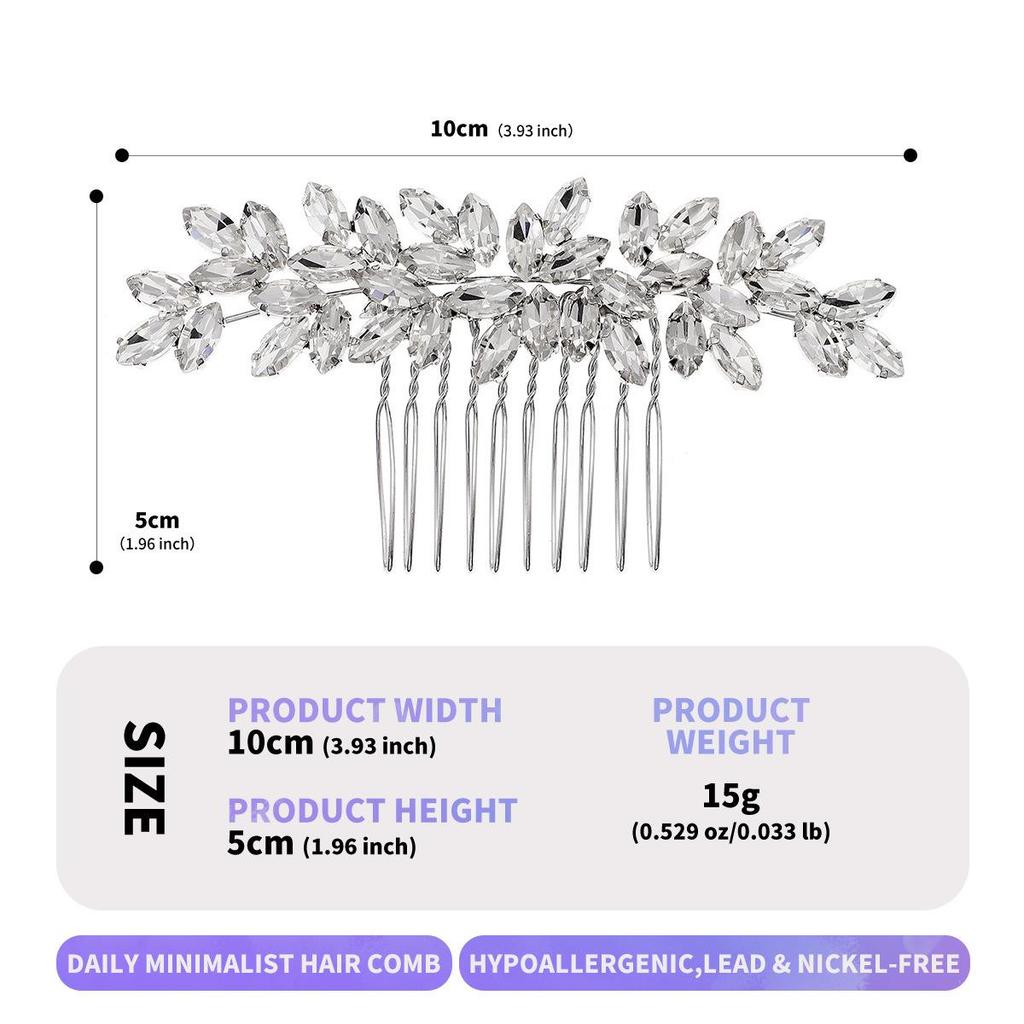 European Rhinestone Bridal Hair Comb - Retro Wedding & Party Headdress Accessory