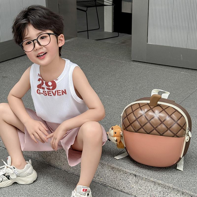 Acorn Cute Cartoon Shaped Children Backpack For Education Use With Doll Pendant