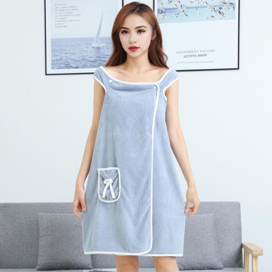 Yousheng Women Bath Wrap Coral Velvet Bath Dress Quick Dry Towel with Bowknot Pocket Absorbent Bath Towel for Home Hotel Dormitory