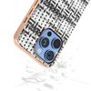 For iPhone 16 Pro Case Electroplating Edge Plaid Texture PU Leather+PC+TPU Phone Cover
