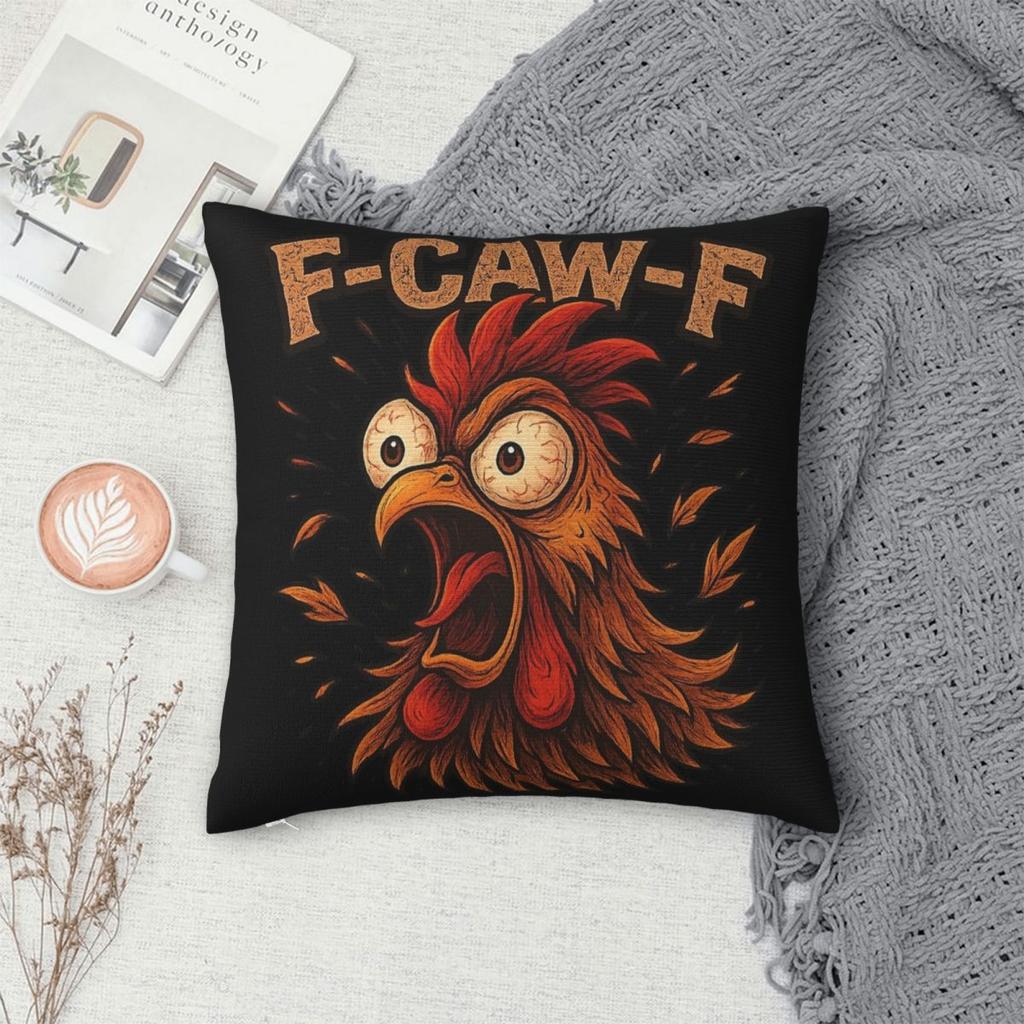 Funny F-Caw-F Chicken Fcawf Pillowcase Product Printed Cushion Cover Pillow Covers Home Decor Zippered Multiple Sizes