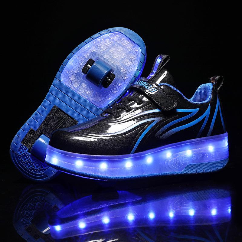 Zwei Räder Kinder LED Licht Rollschuhe Für Kinder Jungen Mädchen Leuchtende Sneaker Skateboard USB Aufladung