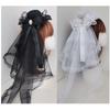 Ribbon Bowknot Veil Small Hat with Hair Clip Fashion Headwear Women Teens Halloween Hair Bows Masquerades Party Headwear
