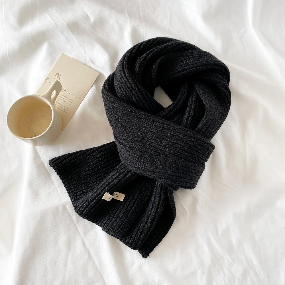 Winter Knitted Acrylic Small Scarf Women's New High-end Monochrome Korean Powder Simple Matching Scarf