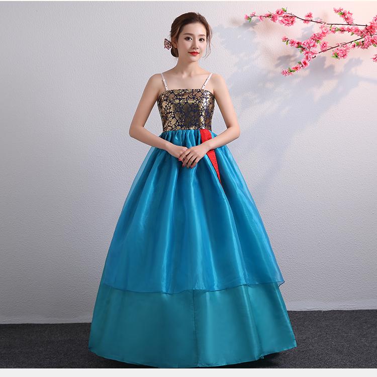 Costum tradițional coreean de dans pentru nuntă la palat brodat pentru femei