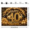 Fondo 2D para Fiesta de 40 Cumpleaños, Tema Negro y Dorado con Botellas de Champán para Decoración de Fiesta