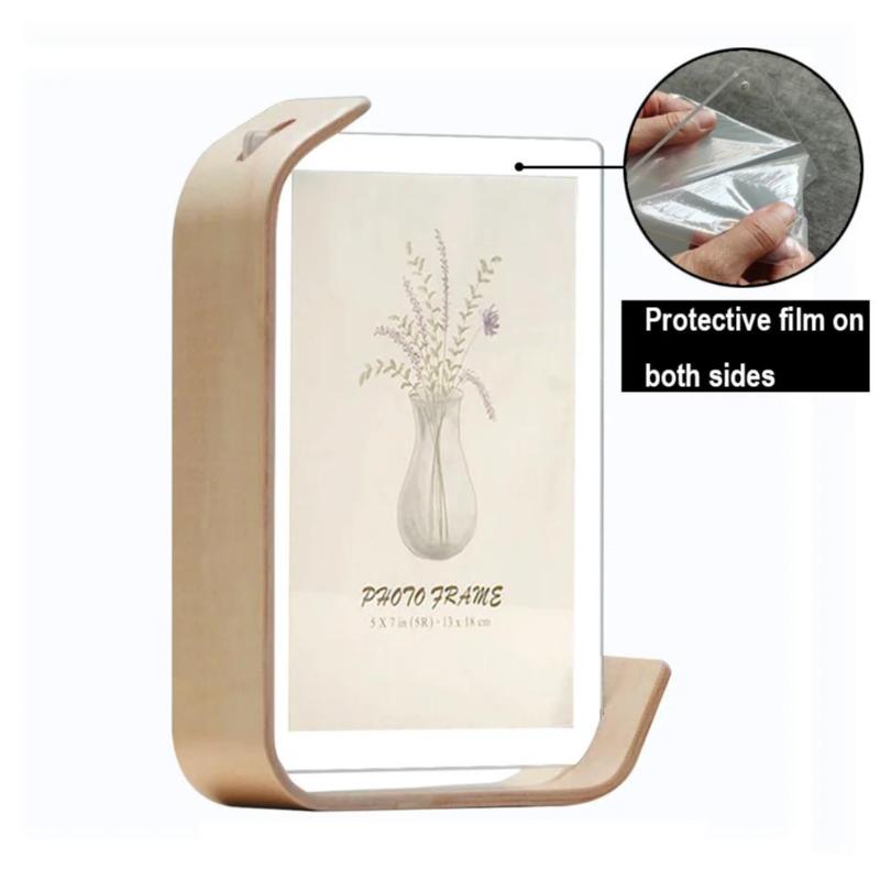 Kreativer L-förmiger Acryl-Holz-Fotorahmen Herbarium-Ausstellungsrahmen Kalender DIY Foto-Bilderrahmen Desktop-Ornament Dekoration