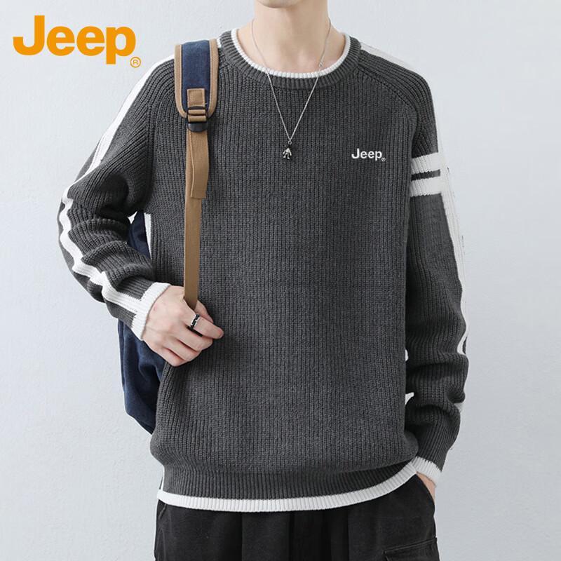 Jeep Men's Loose Fit Premium Thick Knit Sweater