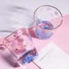 290ml Japon Tarzı Fuji Dağı Sakura Cam Bardak Cam Pembe Sevimli Su Bardağı Çay Kaşıklı Çay Bardağı Deinkwaie