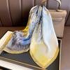 Silk Scarf Blue Oil Painting Mulberry Silk Silk Scarf Women'S Spring And Autumn Winter Silk 70 Chinese Scarf Shawl