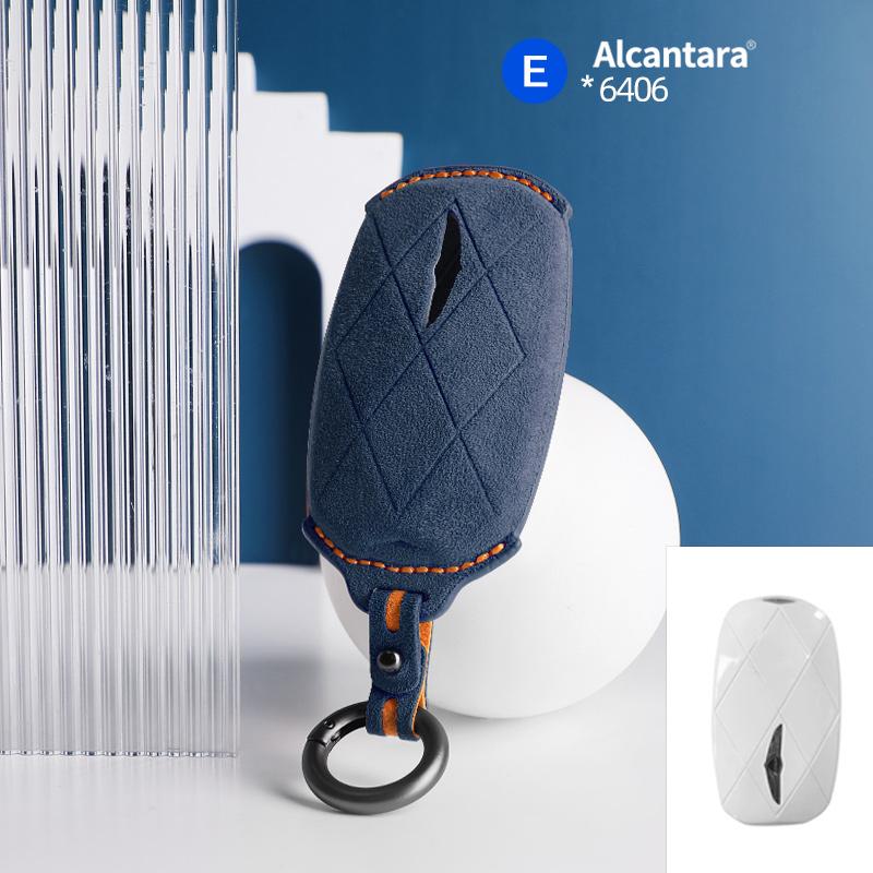 Car Key Case Cover Holder Key Buckle Alcantara Suede For For Genesis Gv60 Gv90 G90 Keychain Accessories