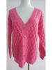 2025 Retro V-Neck Hollowed-Out Literary Sweater: European & American Style, Women's Knitted Loose Long-Sleeve Cardigan