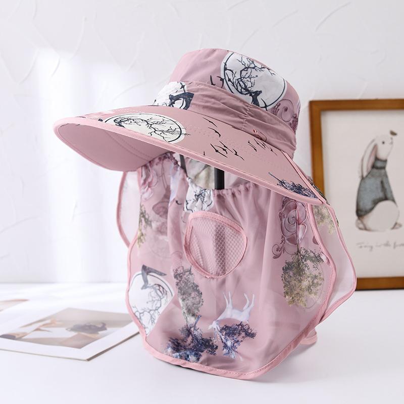 Summer Sun Hat Women's Cycling Outdoor Summer Large Brim Sun Protection Hat Thin Windproof Design