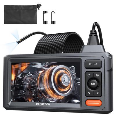 DEPSTECH Dual IPS 1080P Endoscope Slim IP67 LED Drawstring Bag Perfect for Home Car Plumbing and with a 5M Cable Fiberscope, Lens, 5-inch Monitor,