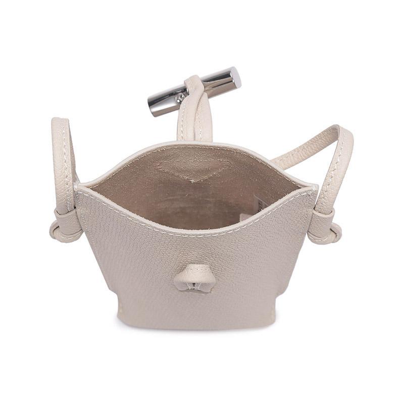 Longchamp Le Roseau 2023 Solid Color Bamboo Buckle Closure Leather Shoulder Crossbody Phone Bag Women bags Beige 34180HPN555